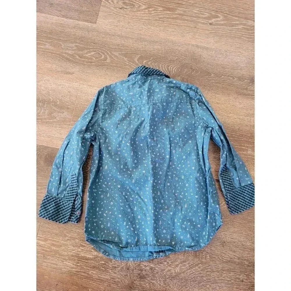 Matilda Jane toddler Christmas pattern button up shirt size 4 #2 - Picture 4 of 4